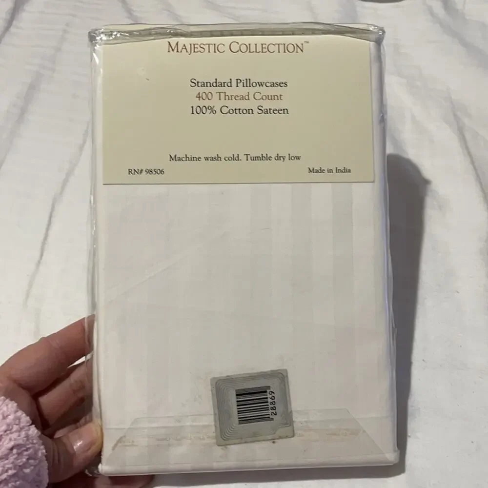 Majestic collection ivory sateen cotton stripe on stripe nwt standard size